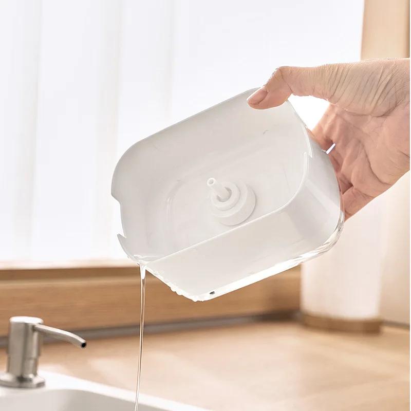 Soap Dispenser With Sponge Holder Cleaning Liquid Pump Dispenser Manual Press Soap Dispensing Bottle For Kitchen Dish Soap Box
