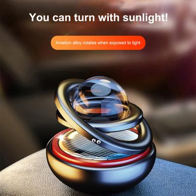 Solar Car Air Freshener Rotatable Ring Clear Ball Long Lasting Fragrance Air Purifying Auto Aromatherapy Diffuser Ornament Car Interior Accessories