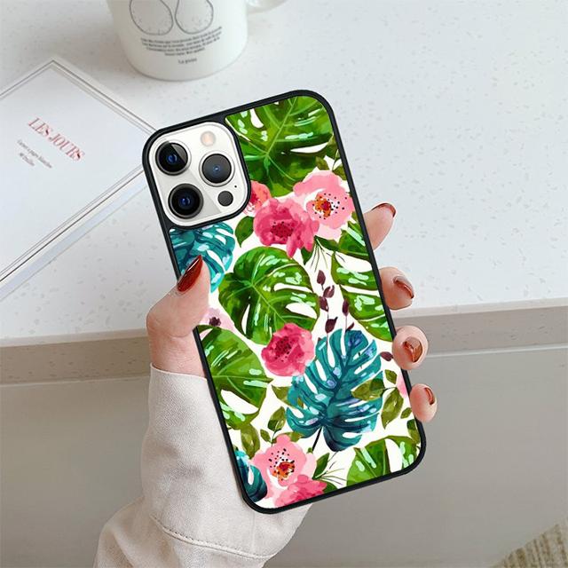 Monstera Blad Palm Träd Blommor Telefonfodral För iPhone 17 Air 14 15 16 13 12 Fodral För Apple 14 15 16 Pro Max Plus