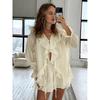 Fashionable Ruffle Casual Suit Spring  Loose-Fitting Top And Shorts Two-Piece Set For Women