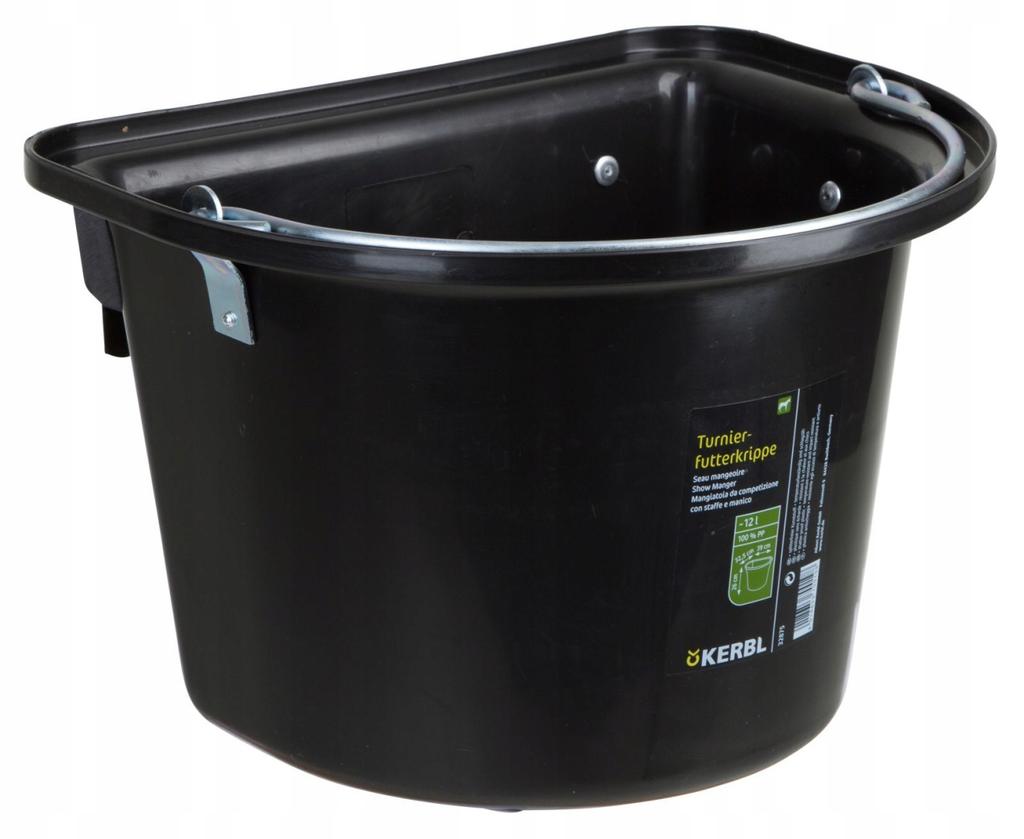 Feed trough with sling and bow, 12 l, BLACK