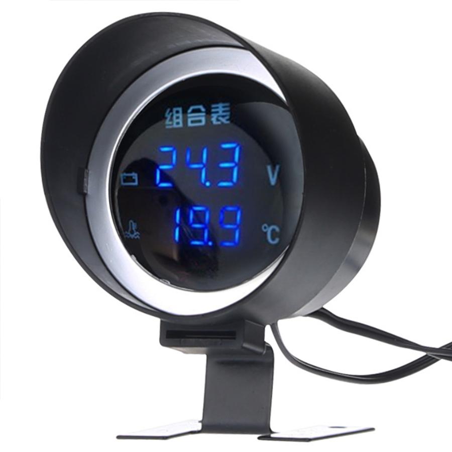 DC12V/24V Car LCD Digital Voltmeter Water Temp Gauge Meter With Bracket