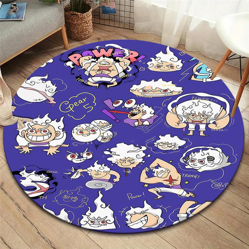 One Piece Gear Round Area Rug Carpet Rug For Living Room Bedroom Sofa Playroom Decor Nonslip Floor Mat