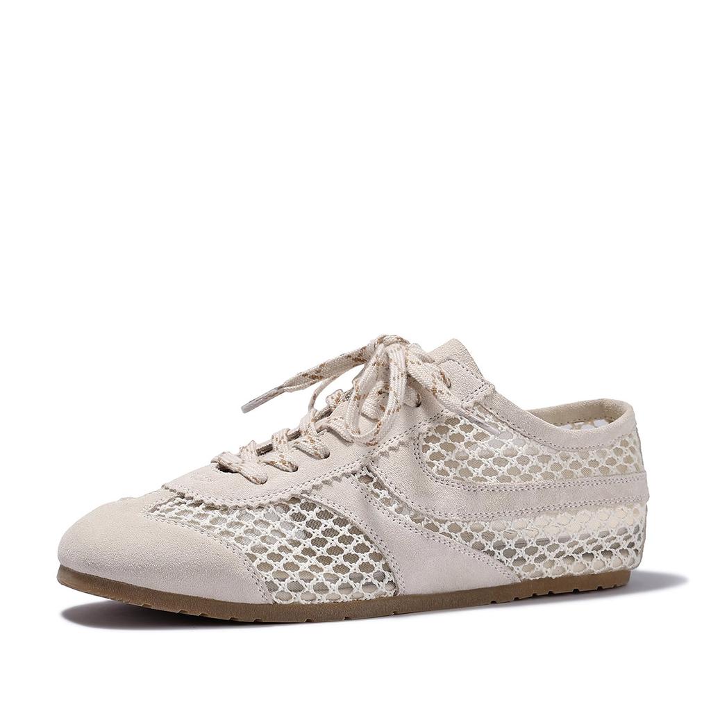 Mesh breathable German training shoes women's 2025 summer new white flat bottom super fire hollow Forrest Gump sports dad shoes women