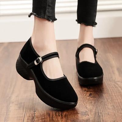 Mode Komfort Frühling & Sommer Schnalle Riemen Tanzschuhe für Frauen Dame Casual Schwarz Wildleder Schuhe Coole Stilvolle Dame Schuhe Ga72