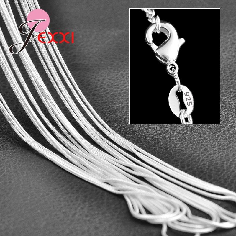 Wholesale 1PC 22 Inches Fine Real Pure 925 Sterling Silver Unisex Jewelry Necklace Chains With Lobster Clasps