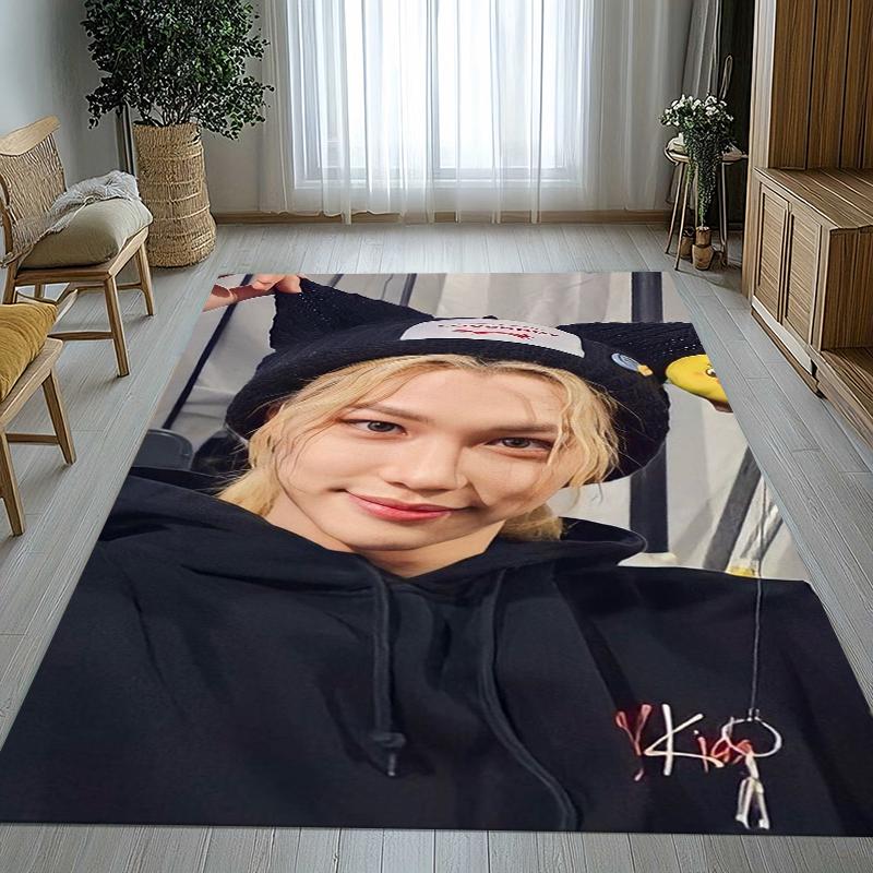 Felix Kpop Stray Kids Star Wohnzimmer Rutschfeste Teppichläufer Weicher Teppich für Schlafzimmer Kinderzimmer Spielzimmer Sofa, Heimdeko Fußmatte Geschenk