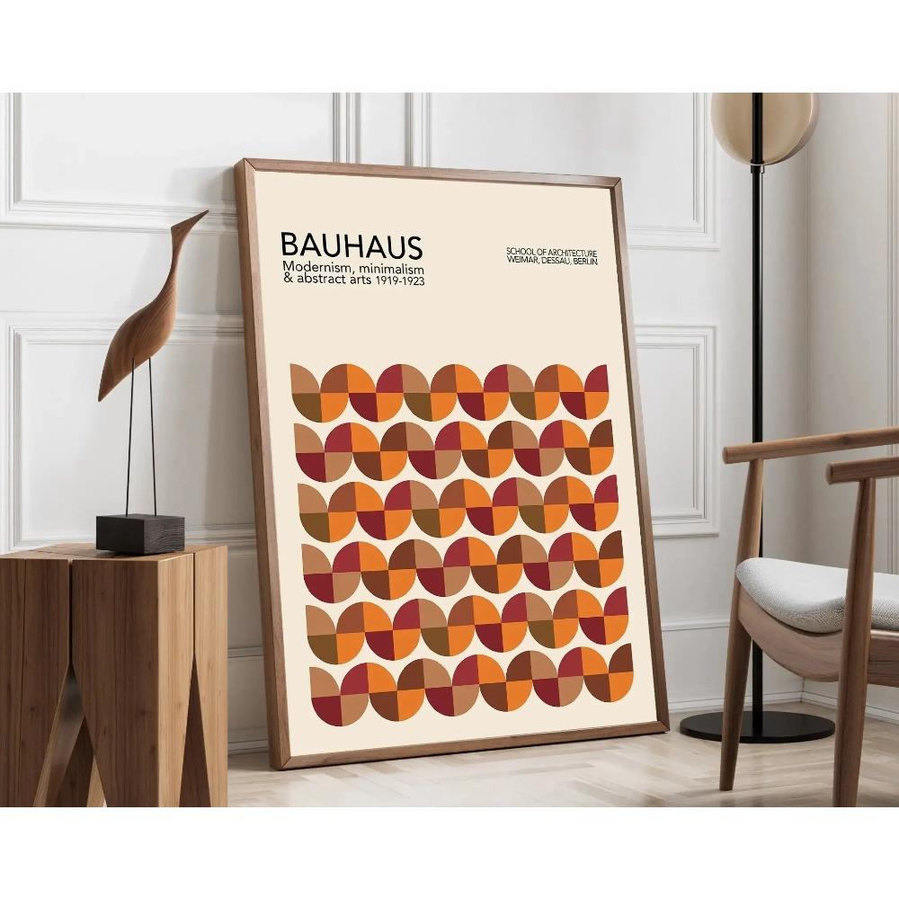 Mid Century Bauhaus Poster Geometric Wall Art Canvas Prints Living Room Bedroom Bright Colourful Artwork for Home Decor