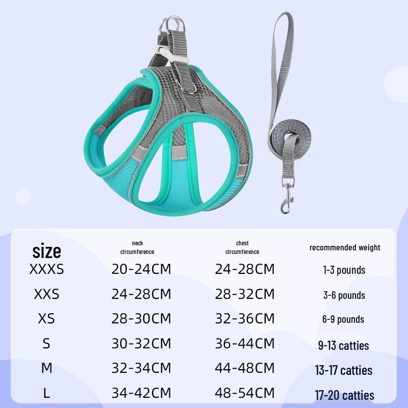 Reflective Vest-Style Pet Harness with Leash - Breathable for Cats & Dogs
