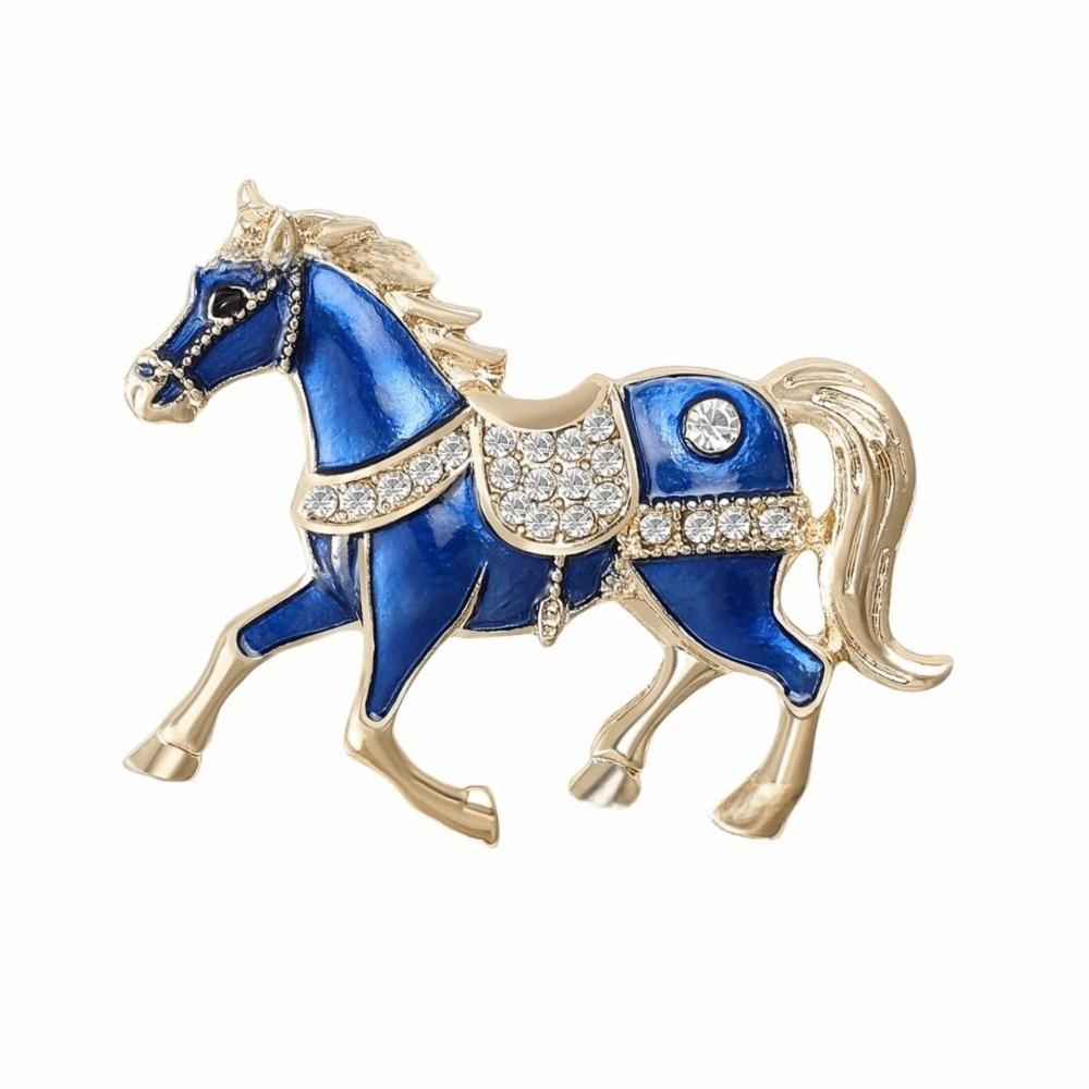 

Luxury Enamel Rhinestone Horse Brooch Retro Animal Lapel Pins Zodiac Pin Party Decoration