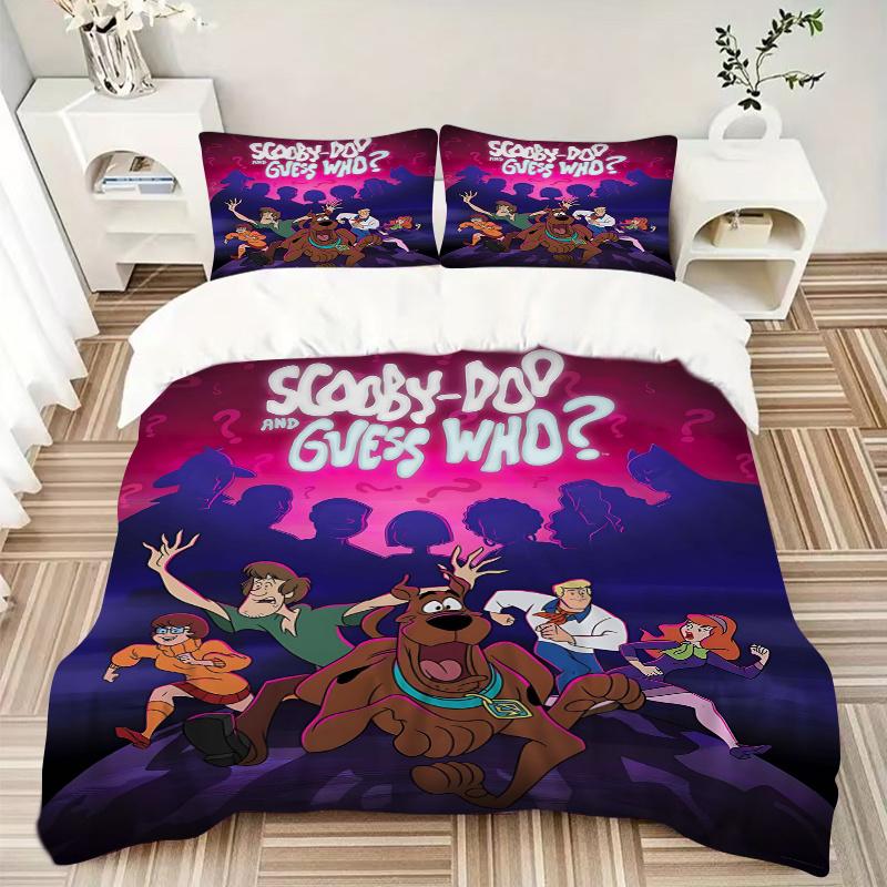 3pcs Scooby Doo and Guess Who Quilt Set Soft and Comfortable Bedroom, Guest Room and Dorm Decor Bedding Set.H074