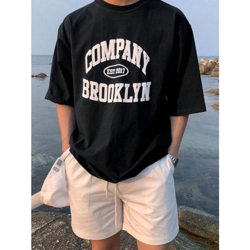 

Mens Brooklyn Pattern Tshirt casual summer short sleeved round neck design with the words EST 1794 printed on it 4XL