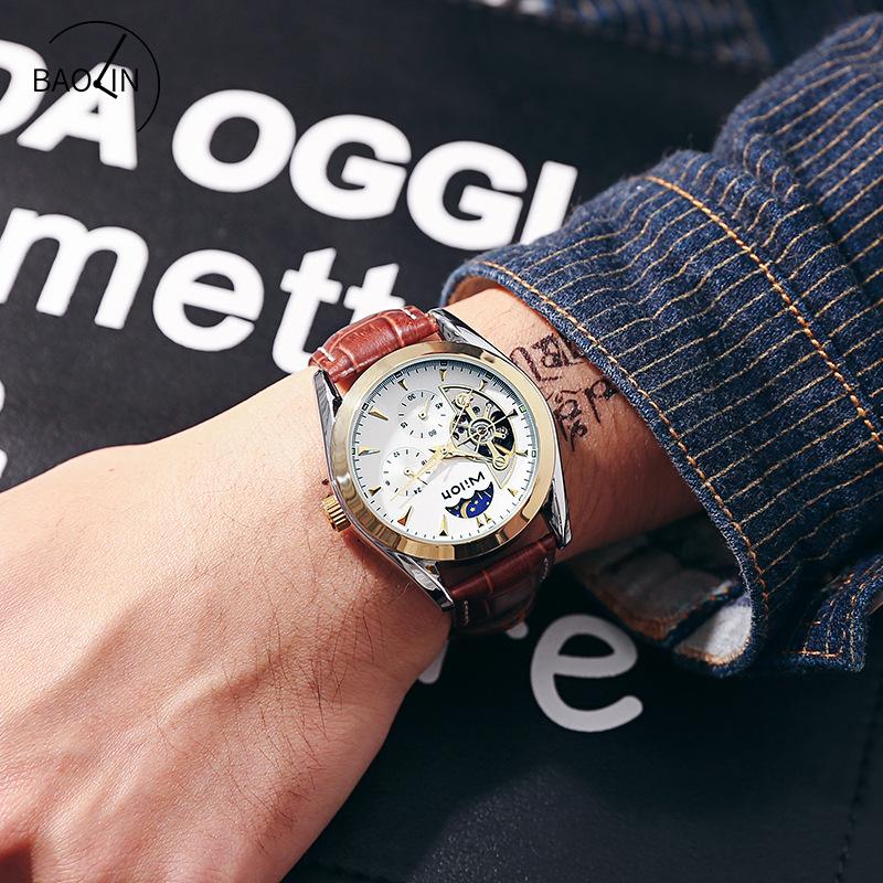 

Модные ретро светящиеся водонепроницаемые часы для мужчин полые полностью автоматические механические часы для мужчин