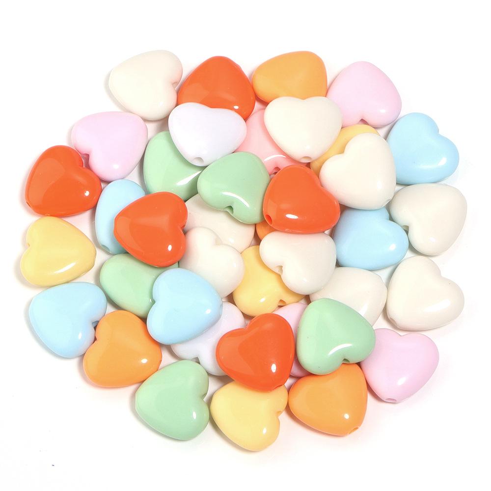 Cream Jelly Color Almond Acrylic Heart Beads for Handmade DIY Bracelets and Jewelry Accessories