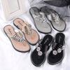 Women Flip Flops Fashion Summer Slippers Peep Toe Silver Anti Skid Beach Sandals Lady Casual Golden Crystal Summer Home Sandals