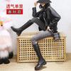 Mais bottes Martin au genou pour femmes 2025 hiver nouvelles bottes simples velours étudiant longues bottes fines à lacets version coréenne bottes pour femmes