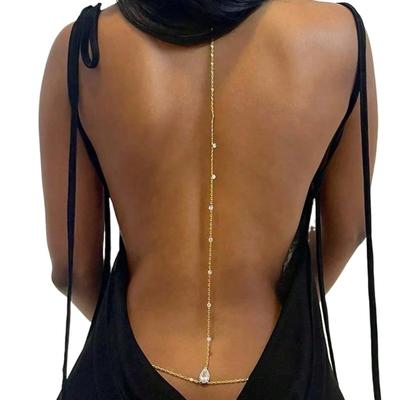 Braut rückenfrei Strass Wassertropfen Körperkette Bauch Taille Halskette für Frauen Mutter Freundin Sommer Strand Körper Schmuck