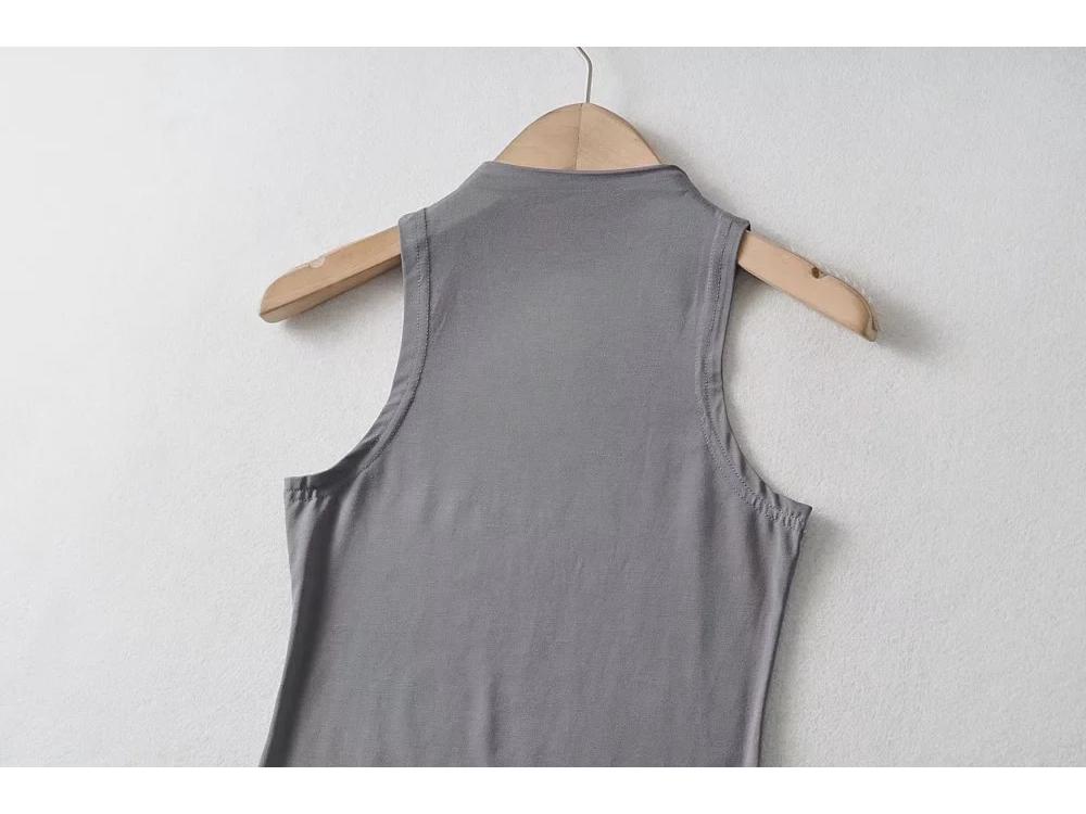 YPFF Trendy European Women's Sleeveless High-Neck Crop Top