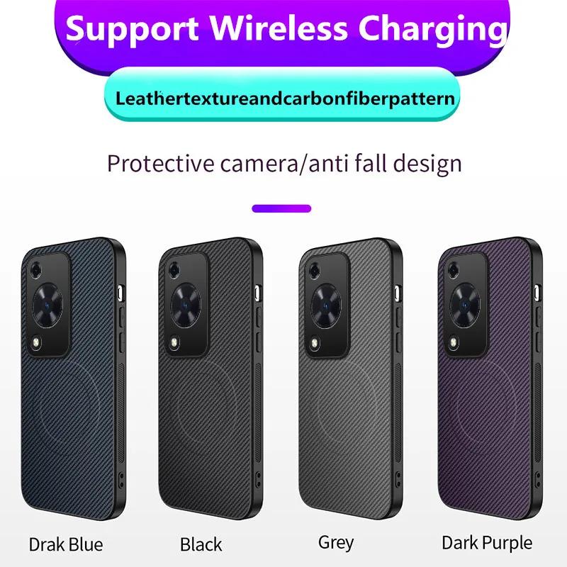 Для Huawei nova Y91 Y72S Чехол для телефона Магнитная беспроводная зарядка Защита объектива Ударопрочный Силиконовый Кожаный Чехол-накладка на заднюю панель Чехлы
