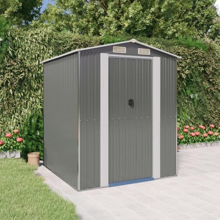3147438 vidaXL Abri de jardin Gris clair 192x191x223 cm Acier galvanisé
