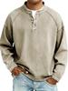 Men S Vintage Washed Stand Collar Long Sleeve Loose Solid Color Sweatshirt