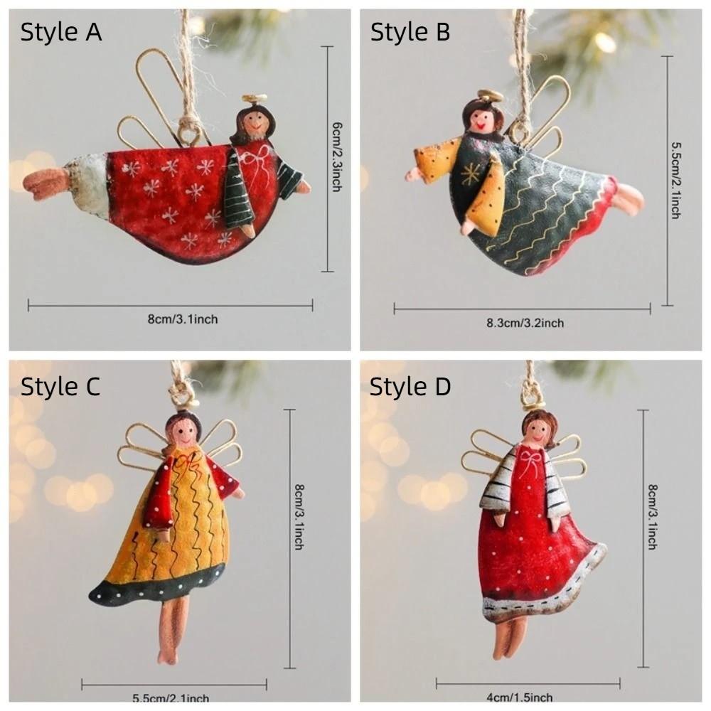 Iron Art Christmas Angel Girl Pendant Retro Angel Hanging Pendants  Holiday