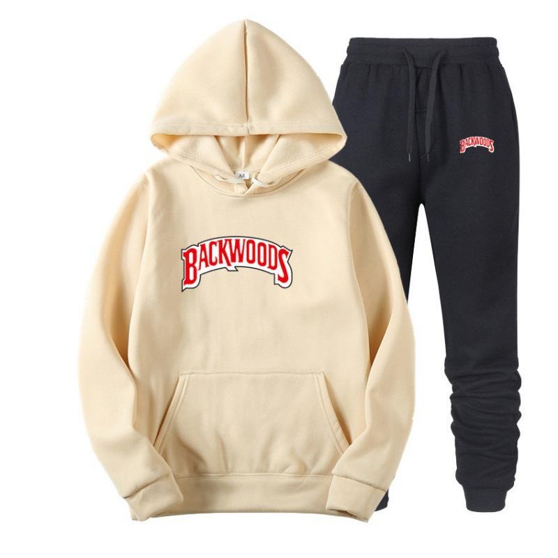Tide Brand Sweater Set BACKWOODS Printed Men's and Women's Fleece Hoodie Two-piece Set