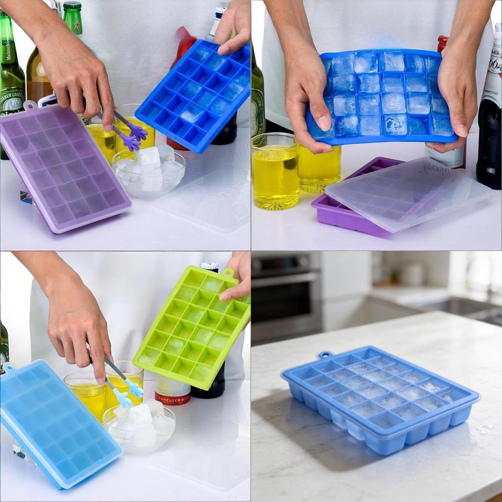 Silicone Ice Cube Tray With Lids For Food Storage And Jelly Molds For Baby Food And Fruit Puree