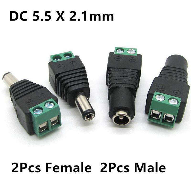 4pcs DC5.5x2.1 Plug male or Female Cable Wire Connector For LED Strip Free Welding LED Strip Adapter Connector
