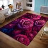 Luxurious Pink Rose Pattern Rug Non-slip Rug Suitable for Living Room and Bedroom Sofas