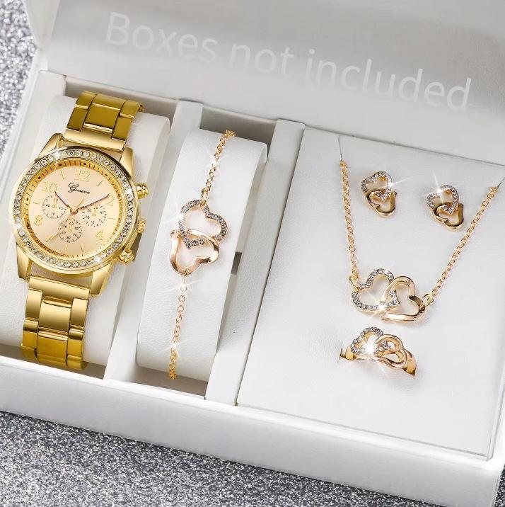 Korean Version Of Women S Business Steel Belt Diamond-Encrusted Watch Three-Eye Quartz Watch Women S Fashion Butterfly Bracelet Set Watch large price