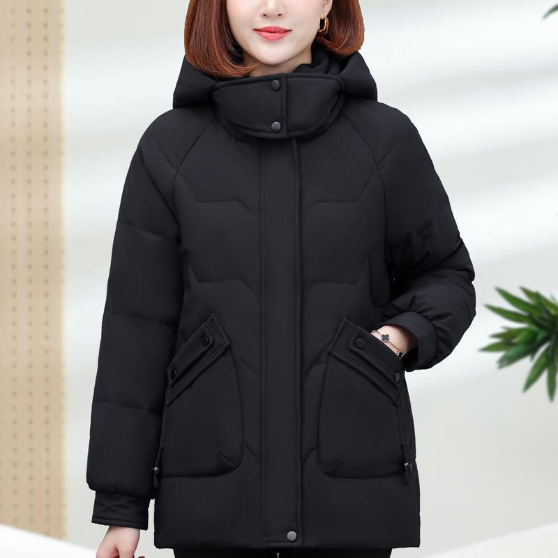 Dampuffjackor Vinter Vintage Korta Parkas Med Huva Plus Size Eleganta Tjocka Varma Dunrockar Kvinna Ytterkläder