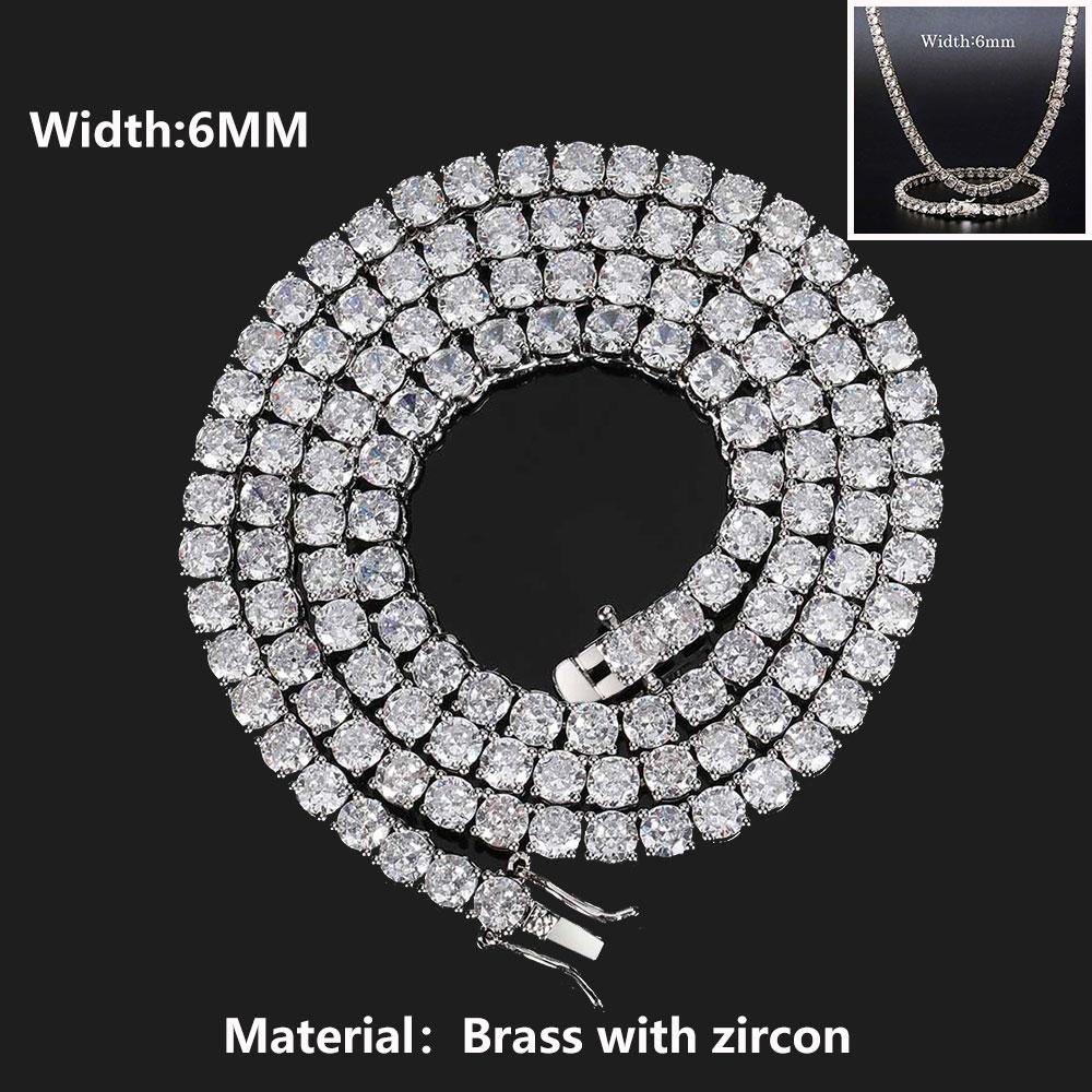 ICEBLING 3/4/5/6MM Round Cut CZ Stone Tennis Necklace Iced Out Single Row Cubic Zirconia Necklace for Men Women Hip Hop Jewelry