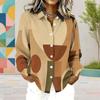 Women Plus Size Collared Long Sleeve Geometric Printed Button Front Shirt