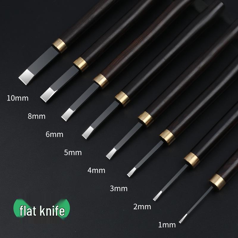 Nitriertes Weißstahl Holzschnitzmesser mit Griff aus lila Sandelholz