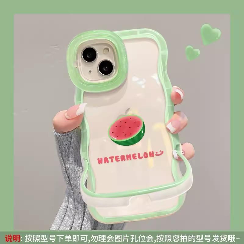 Applicable to Apple 11 mobile phone case iPhone11 summer watermelon coconut 11 wavy edge 11 invisible double bracket transparent