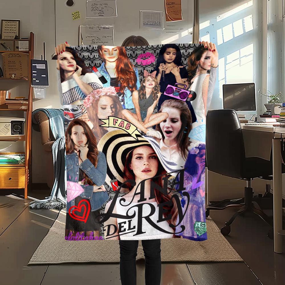 1 Adet Lana Del Rey Baskılı Flanel Battaniye, Yüksek Kalite, Dört Mevsim İçin Rahat, Ev Dekorasyonu, Sıcaklık ve Konfor, Noel Hediyeleri İçin Mükemmel