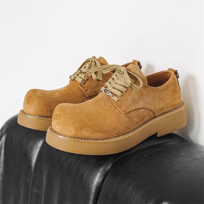 Herren Wildlederschuhe im britischen Stil Schnür-Slipper Echtes Leder Dicksohlig Handgefertigt Formeller Business-Schuh Neue Mode Freizeitschuhe