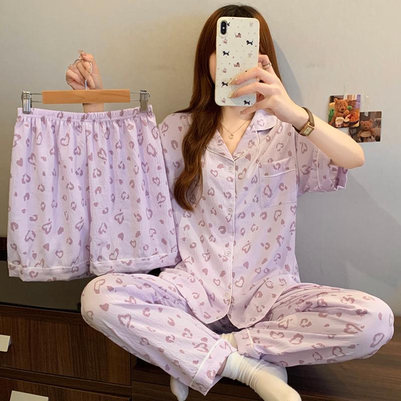 Cloud Cotton Cartoon Pony Pajamas: Women's 2026 Summer Three-Piece Set, Short Sleeve, Fun & Cute Homewear