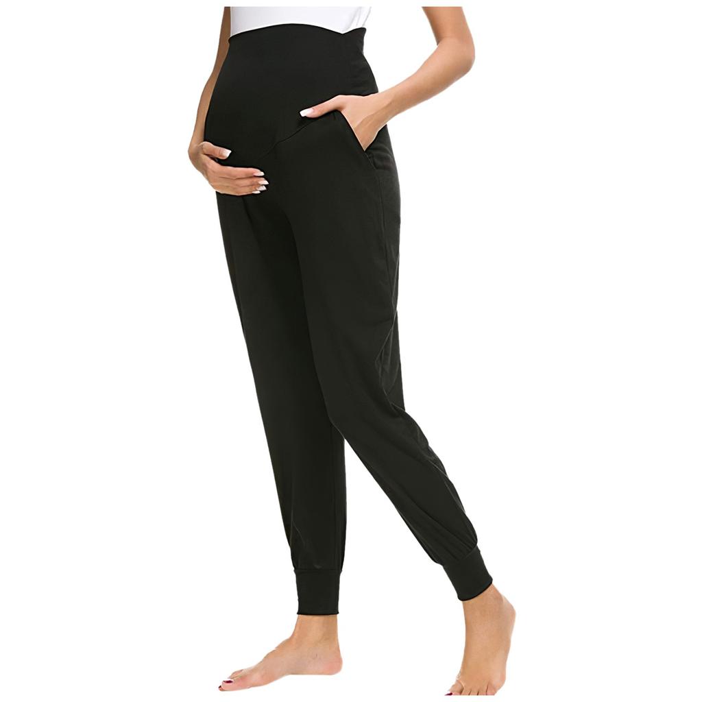 Women's High Elasticity Pregnant Supporting Abdomen Pockets Sports Yoga Pants