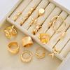 15 Pcs/Set Hip Hop Creative Irregular Rings for Women Men Punk Gold Color Exaggerated Hollow Out Knuckle Joint Ring Jewelry Gift