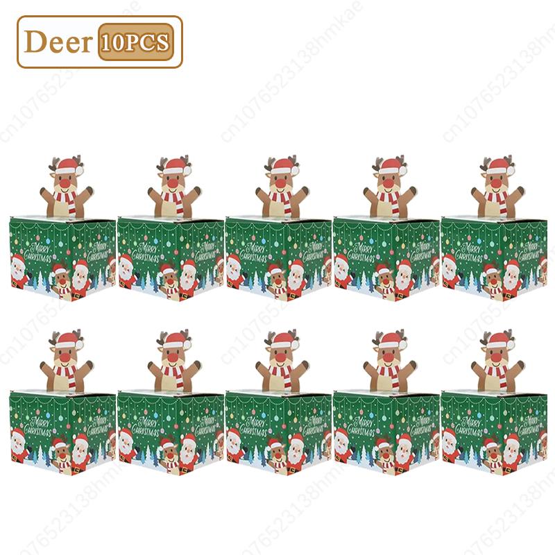 1-10PCS Christmas Gift Father Christmas Elk Christmas Tree Pattern Money Draw Surprise Box Festive Small Gifts Party Supplies
