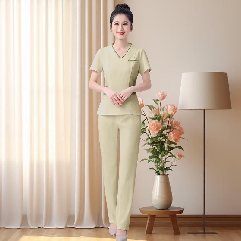 Women's Elegant Short Sleeve Spa Technician Uniform Set 2026
