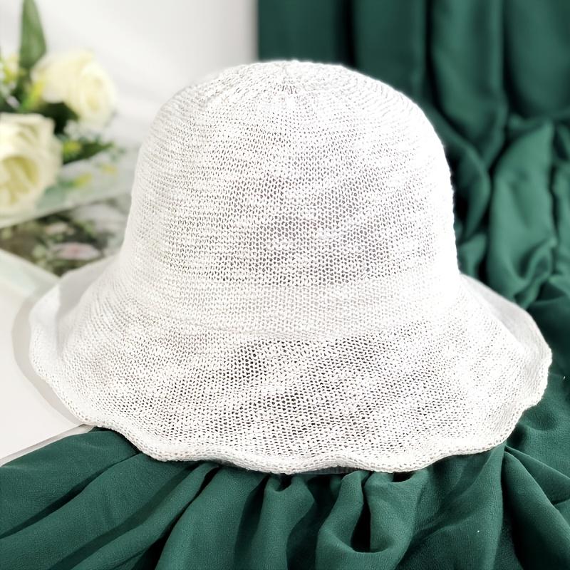 Women's Breathable Foldable Sun Hat Chic Solid Color Bucket Hat Wide Brim Openwork Sun Protection Beach Hat Outdoor Activities