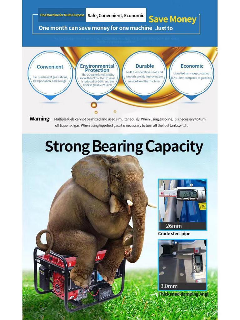 Gerador de Gasolina Portátil Multivoltagem (2-10kw) para Uso Doméstico, ao Ar Livre, Montado em Veículo e Acampamento