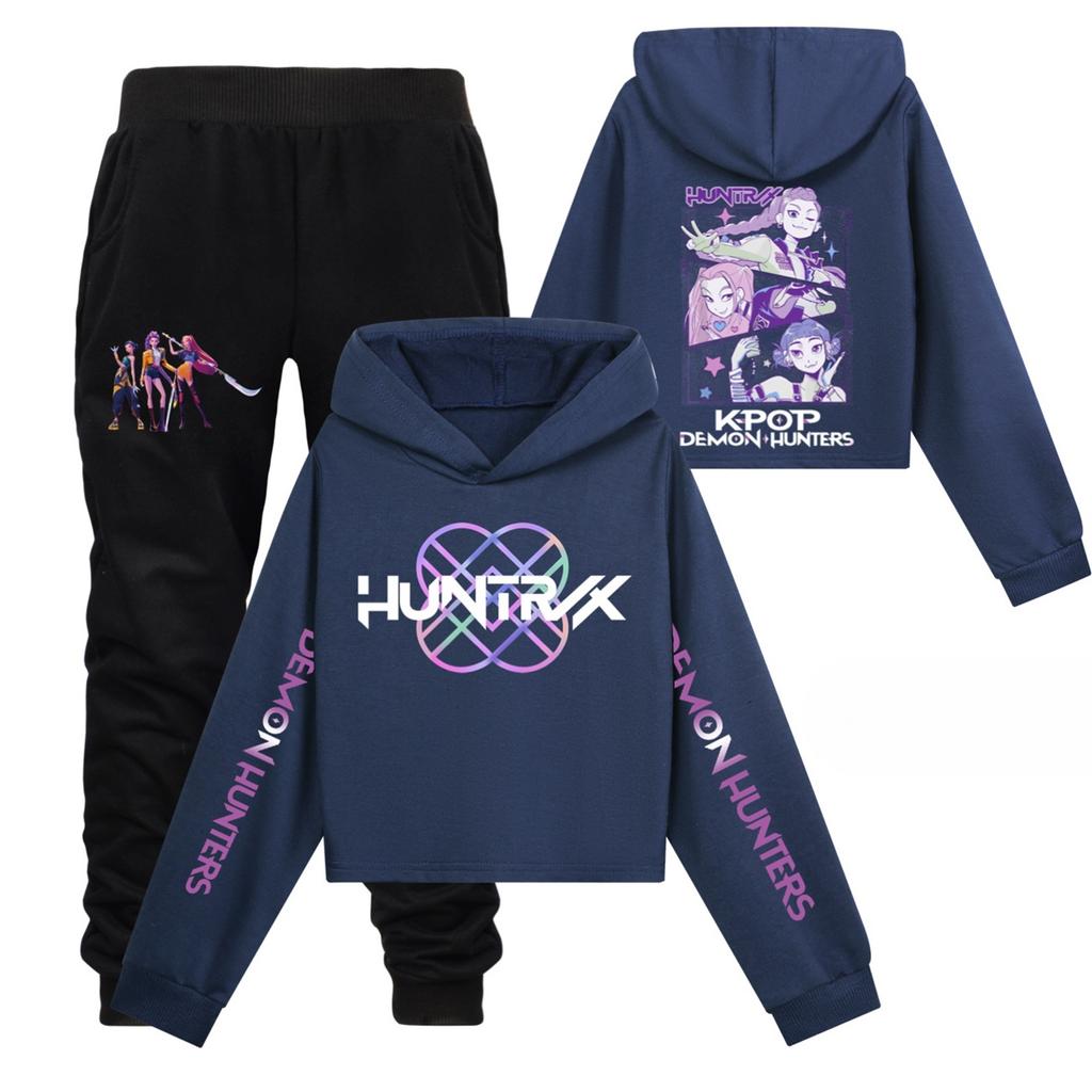 Children's Hooded Top And Pants Two-piece Tracksuit Set Long-sleeved Printed Clothing Set