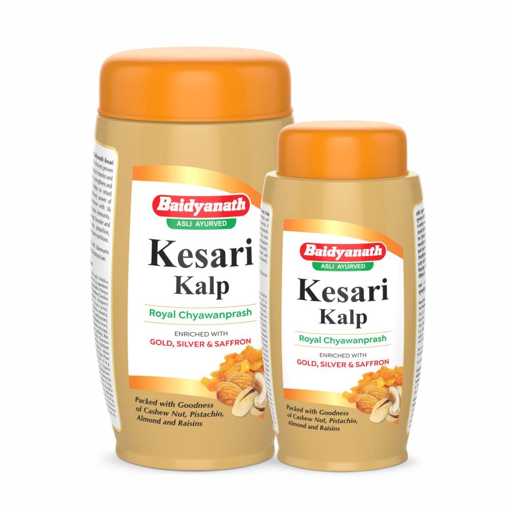Baidyanath Kesari Kalp Royal Chyawanprash - Enriched with Gold, Silver & Saffron - Herbal Supplement - 1.5 kg (Combo of 1 kg & 500 gm)
