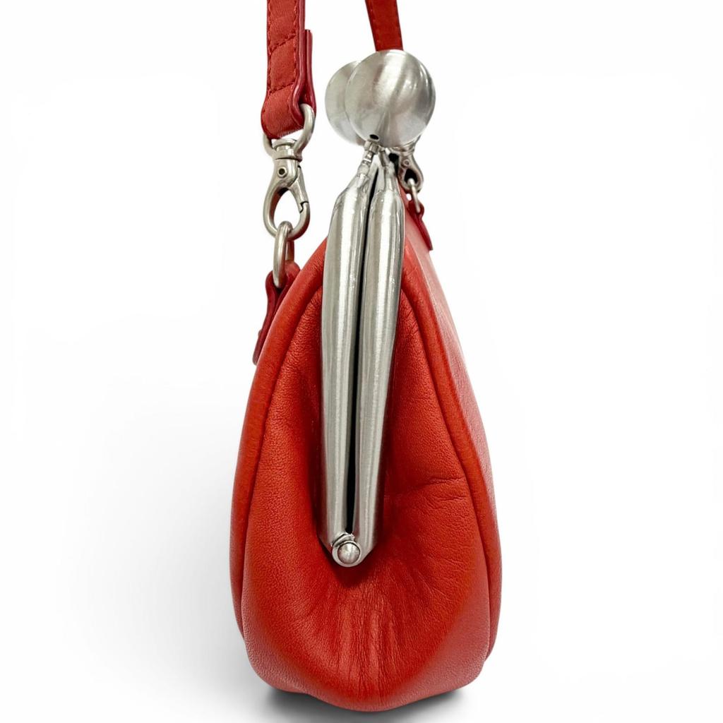 Pristine kawa-kawa Shoulder Bag Clasp-closure 3-way handbag/clutch bag Red  Used