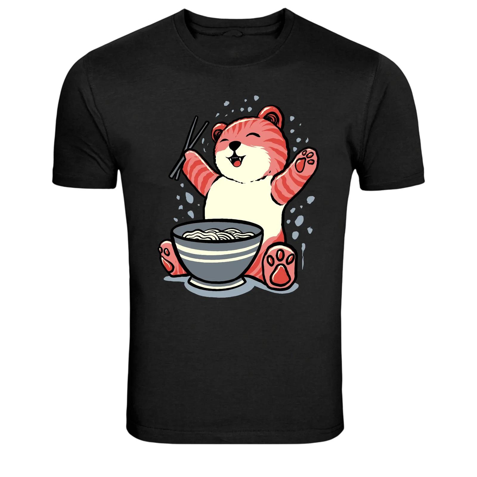 Cute Ramen Noodles Bear Cartoon Graphic T Shirt Funny Food Tee S
