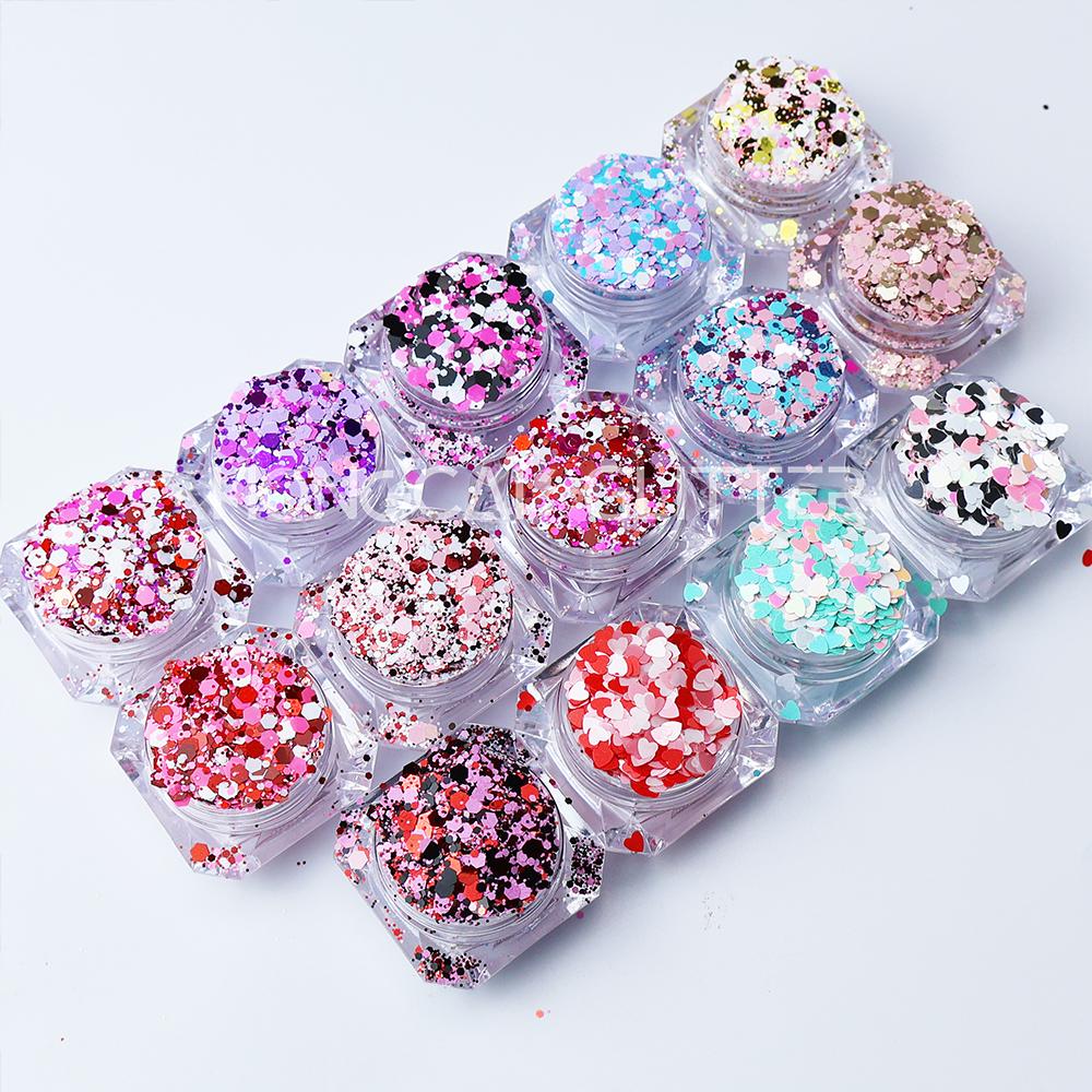New Valentines Day Polyester Glitter Bulk Chunky Mixed Glitter for Resin Tumblers Christmas Decorations